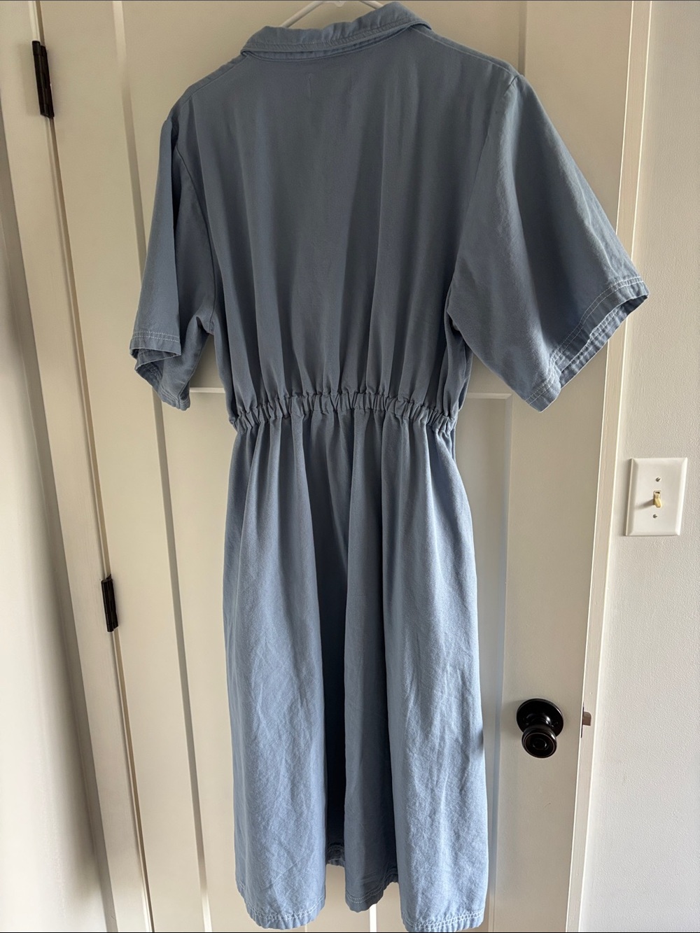 Light Blue Zip-Front Utility Dress - Picture 4 of 5
